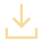Goldenes Download-Symbol mit Pfeil nach unten und Ablage